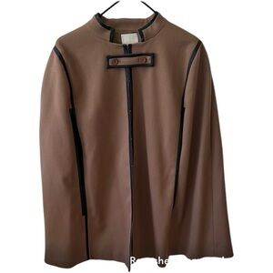 Plus Size Women’s Sejour Brown Cape Coat with Black Trim size 1X